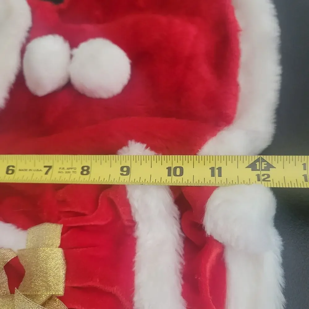 2‎ Santa Christmas Dog Coat Dress Red White Winter Velvet Faux Fur Size Small